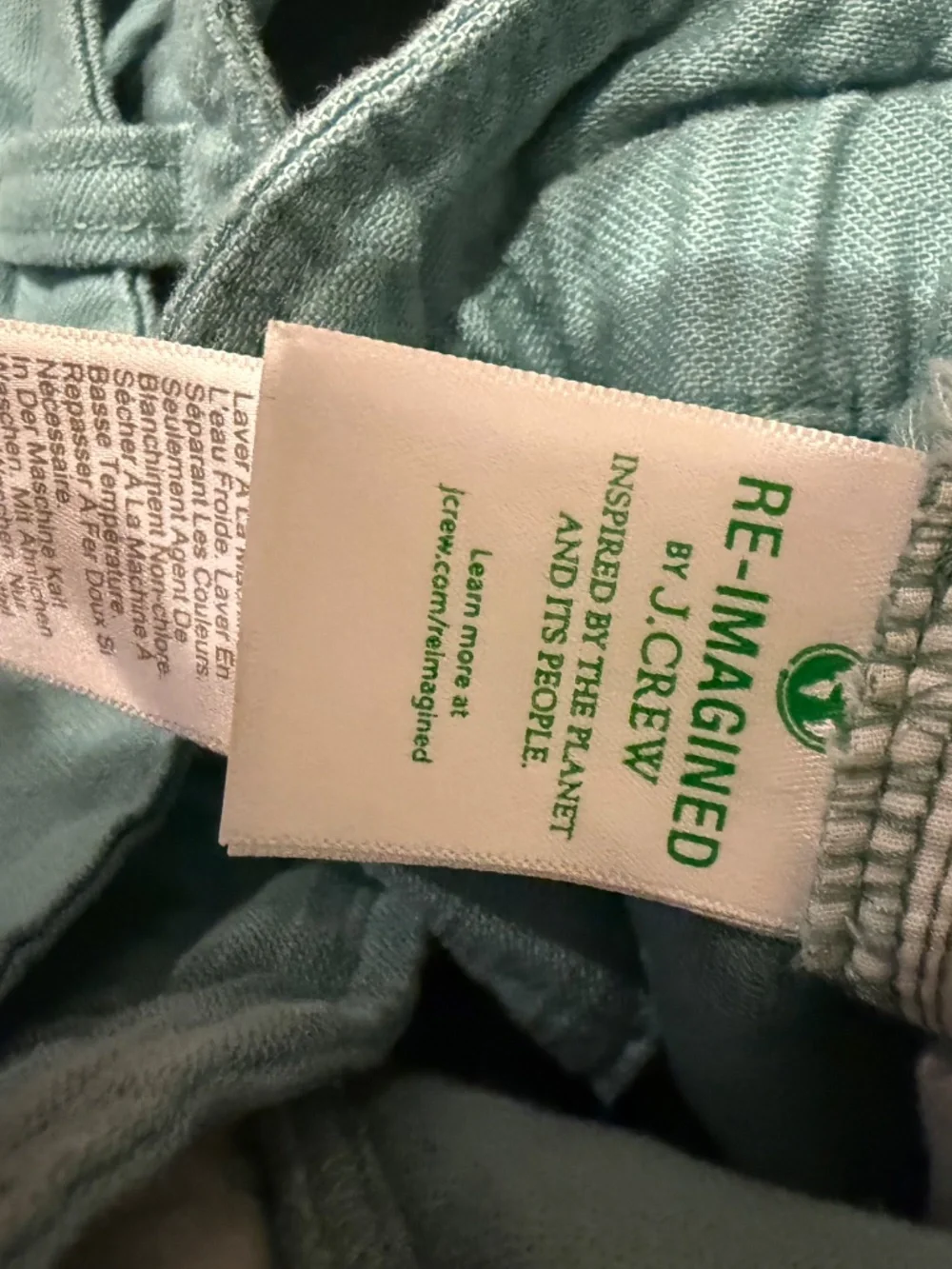 J.Crew Chambray Wide-Leg Cropped Tie-Waist Pants Teal Aqua - Size 12